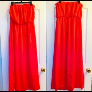 City Triangles Coral Strapless Maxi Dress